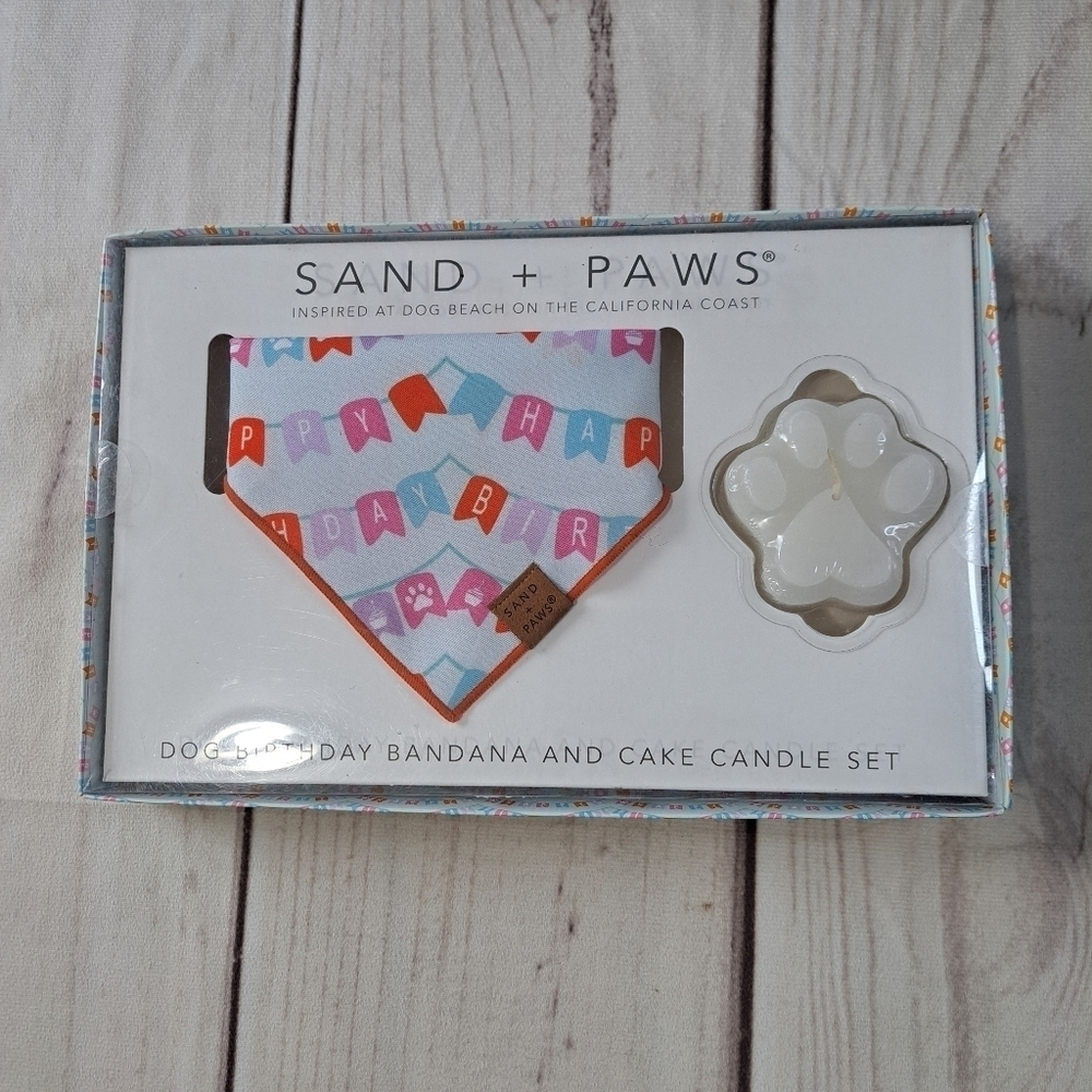 Sand + Paws Dog Birthday Bandana & Cake Candle Set